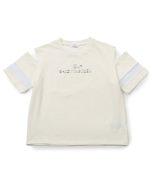 algy(アルジー)の「肩あきシアーメタルロゴ半袖Tシャツ(Tシャツ/カットソー・キッズ・ブラック/オフホワイト/ライム・130/150/140/160)」の2枚目の写真