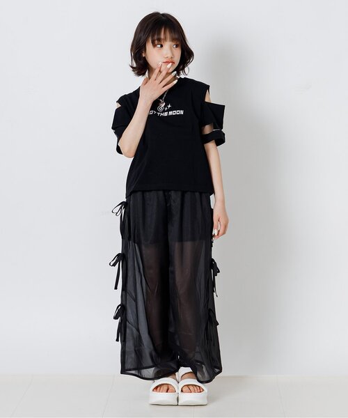 algy(アルジー)の「肩あきシアーメタルロゴ半袖Tシャツ(Tシャツ/カットソー・キッズ・ブラック/オフホワイト/ライム・130/150/140/160)」の12枚目の写真