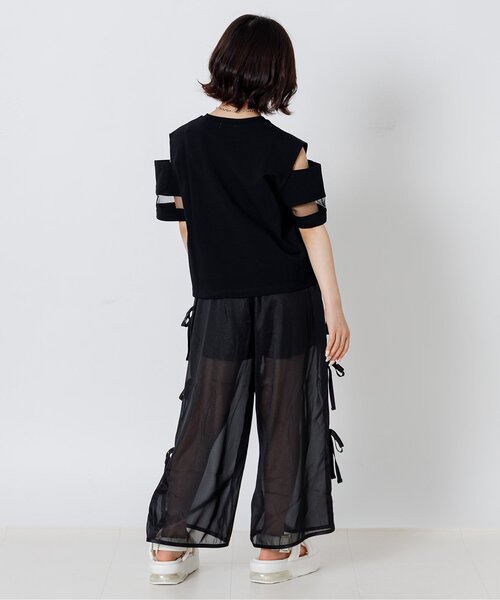 algy(アルジー)の「肩あきシアーメタルロゴ半袖Tシャツ(Tシャツ/カットソー・キッズ・ブラック/オフホワイト/ライム・130/150/140/160)」の11枚目の写真