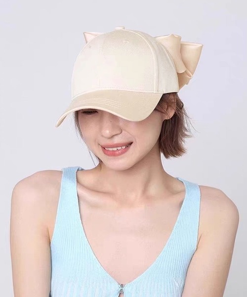 LA VORAGINE(ラ ヴォラジネ)の「バックリボンキャップ(キャップ・レディース・アイボリー/ライトピンク/White/Black・FREE)」の2枚目の写真