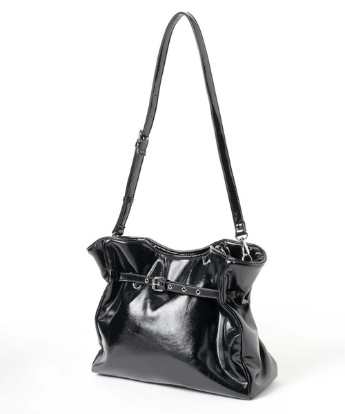 PAGEBOY(ページボーイ)の「【500mlペットボトル収納可能/2WAY】ハトメベルトトートバッグ(ショルダーバッグ・レディース・ブラック/オフホワイト・FREE)」の13枚目の写真