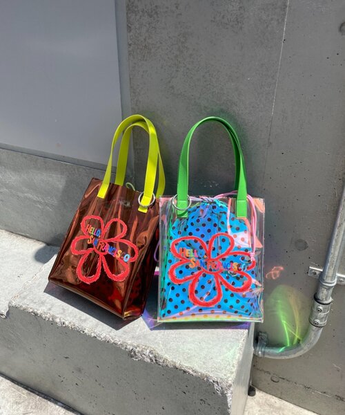 CIAOPANIC TYPY（チャオパニックティピー）の「【HELLO.SANFRANCISCO】ドット巾着付きクリアバッグ（トートバッグ・レディース・グリーン/ブラウン・ONE SIZE）」の3枚目の写真