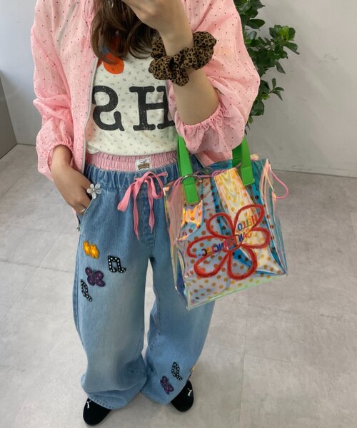 CIAOPANIC TYPY（チャオパニックティピー）の「【HELLO.SANFRANCISCO】ドット巾着付きクリアバッグ（トートバッグ・レディース・グリーン/ブラウン・ONE SIZE）」の7枚目の写真