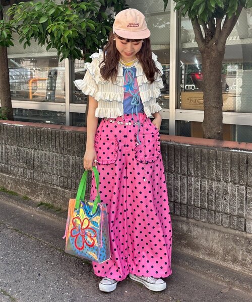 CIAOPANIC TYPY（チャオパニックティピー）の「【HELLO.SANFRANCISCO】ドット巾着付きクリアバッグ（トートバッグ・レディース・グリーン/ブラウン・ONE SIZE）」の8枚目の写真