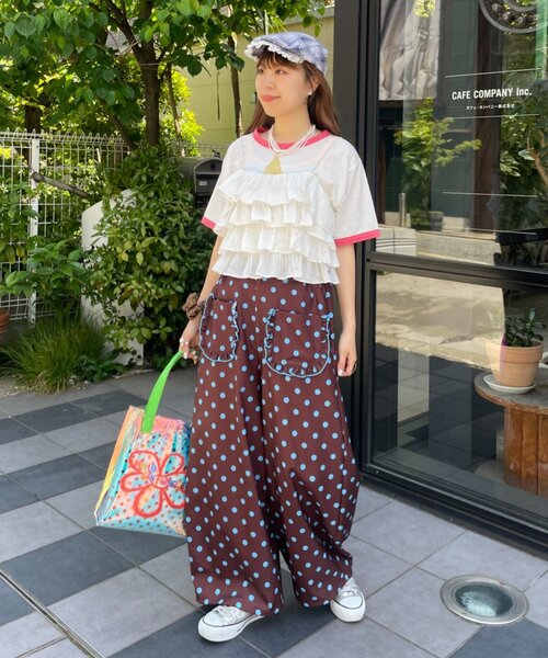CIAOPANIC TYPY（チャオパニックティピー）の「【HELLO.SANFRANCISCO】ドット巾着付きクリアバッグ（トートバッグ・レディース・グリーン/ブラウン・ONE SIZE）」の9枚目の写真