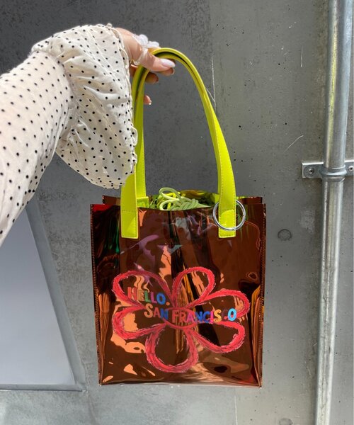 CIAOPANIC TYPY（チャオパニックティピー）の「【HELLO.SANFRANCISCO】ドット巾着付きクリアバッグ（トートバッグ・レディース・グリーン/ブラウン・ONE SIZE）」の11枚目の写真