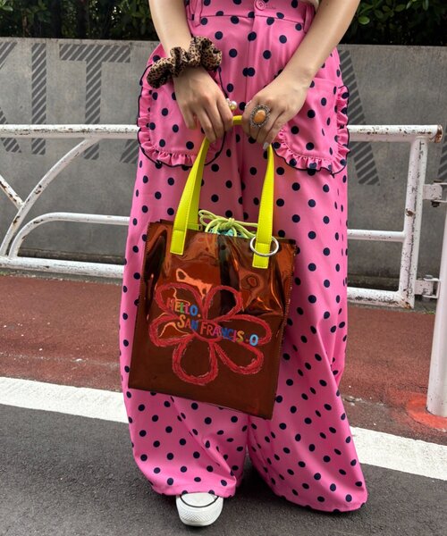 CIAOPANIC TYPY（チャオパニックティピー）の「【HELLO.SANFRANCISCO】ドット巾着付きクリアバッグ（トートバッグ・レディース・グリーン/ブラウン・ONE SIZE）」の14枚目の写真