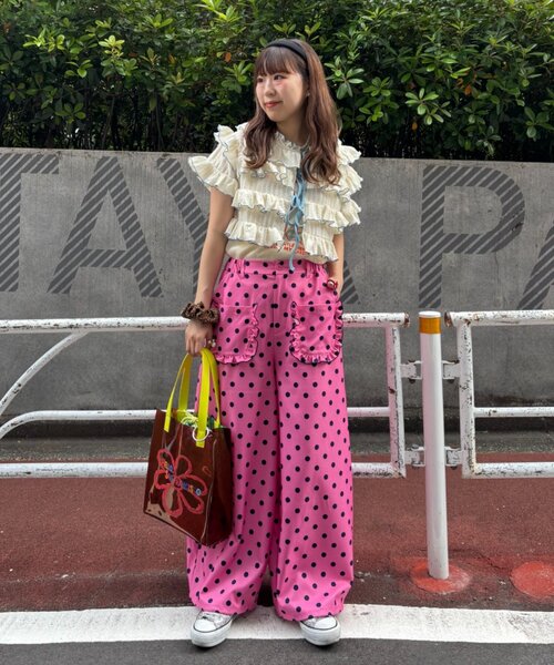 CIAOPANIC TYPY（チャオパニックティピー）の「【HELLO.SANFRANCISCO】ドット巾着付きクリアバッグ（トートバッグ・レディース・グリーン/ブラウン・ONE SIZE）」の15枚目の写真
