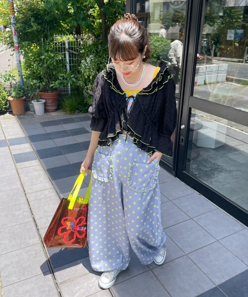 CIAOPANIC TYPY（チャオパニックティピー）の「【HELLO.SANFRANCISCO】ドット巾着付きクリアバッグ（トートバッグ・レディース・グリーン/ブラウン・ONE SIZE）」の16枚目の写真