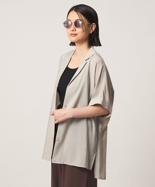 A DAY IN THE LIFE UNITED ARROWS(アデイインザライフユナイテッドアローズ)の「ドルマン オープンカラーシャツ <A DAY IN THE LIFE>(シャツ/ブラウス・レディース・オリーブ/ナチュラル/ネイビー・FREE)」の4枚目の写真