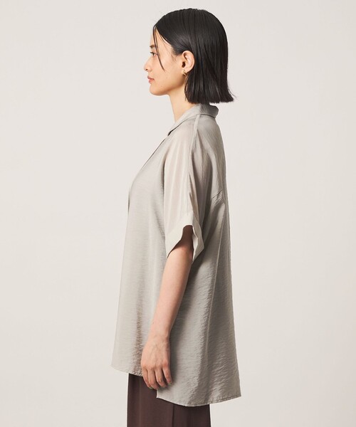 A DAY IN THE LIFE UNITED ARROWS(アデイインザライフユナイテッドアローズ)の「ドルマン オープンカラーシャツ <A DAY IN THE LIFE>(シャツ/ブラウス・レディース・オリーブ/ナチュラル/ネイビー・FREE)」の7枚目の写真