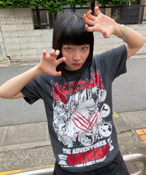ハードコアチョコレート(ハードコアチョコレート)の「ガンバの冒険(ノロイヘザーブラック)-復刻版-(Tシャツ/カットソー・メンズ・ブラック×グレー・XX-LARGE/X-LARGE/LARGE)」の4枚目の写真