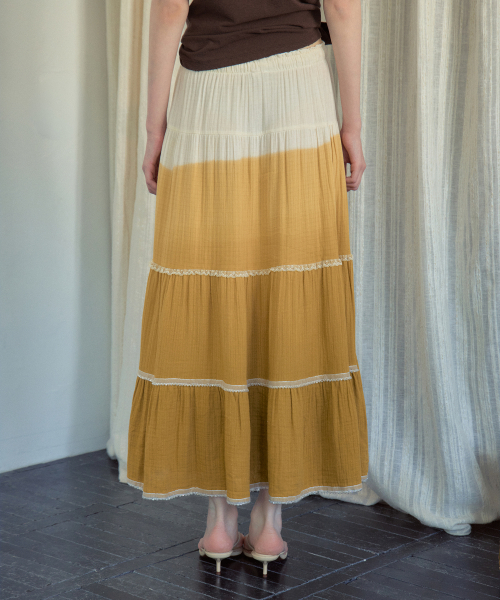 Gradient Lace Tiered Skirt_Yellow(OB6SK11)
