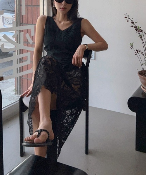FAVORITO(ファヴォリート)の「切り替えレースノースリーブワンピース(ワンピース・レディース・ブラック/ホワイト・F)」の12枚目の写真