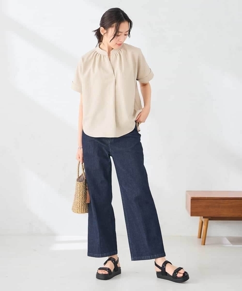 a.v.v(アーヴェヴェ)の「【洗える】リネンライクスキッパーギャザーブラウス(シャツ/ブラウス・レディース・ベージュ/ブラック/カーキ・38/40)」の20枚目の写真