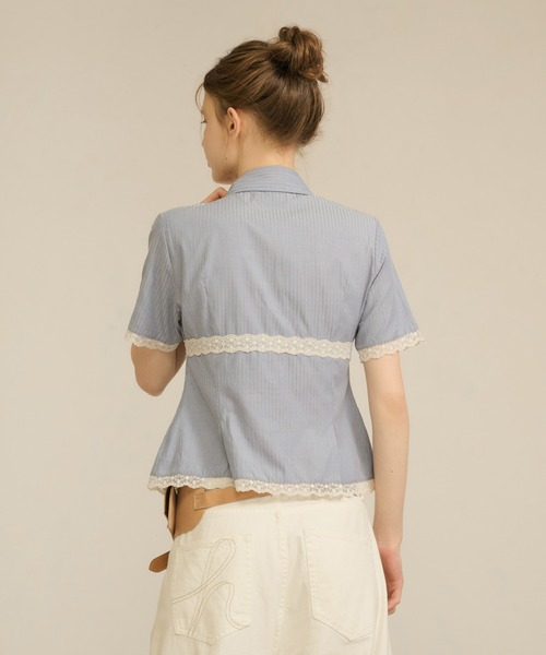 hazyl(ヘイジル)の「lace pleats shirt / レースプリーツシャツ(シャツ/ブラウス・レディース・ブルー/オフホワイト・フリー)」の12枚目の写真