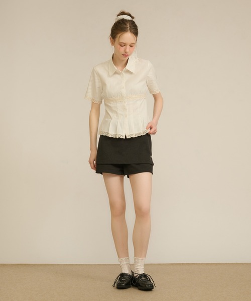 hazyl(ヘイジル)の「lace pleats shirt / レースプリーツシャツ(シャツ/ブラウス・レディース・ブルー/オフホワイト・フリー)」の20枚目の写真