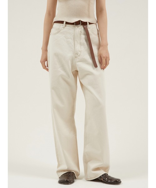 LA PEAU DE GEM(ラポドゥジェム)の「【LA PEAU DE GEM】high waist straight denim pants/ハイウエストストレートデニムパンツ(デニムパンツ・レディース・ブラウン/ブラック/ホワイト・S/M/L/MEDIUM/SMALL/LARGE)」の2枚目の写真