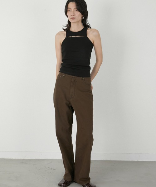 LA PEAU DE GEM(ラポドゥジェム)の「【LA PEAU DE GEM】high waist straight denim pants/ハイウエストストレートデニムパンツ(デニムパンツ・レディース・ブラウン/ブラック・S/M/L)」の7枚目の写真