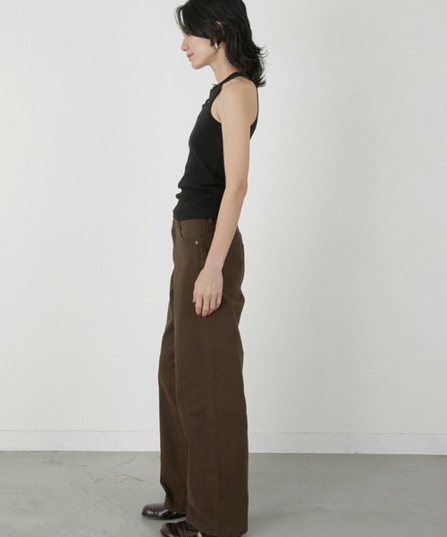 LA PEAU DE GEM(ラポドゥジェム)の「【LA PEAU DE GEM】high waist straight denim pants/ハイウエストストレートデニムパンツ(デニムパンツ・レディース・ブラウン/ブラック・S/M/L)」の10枚目の写真