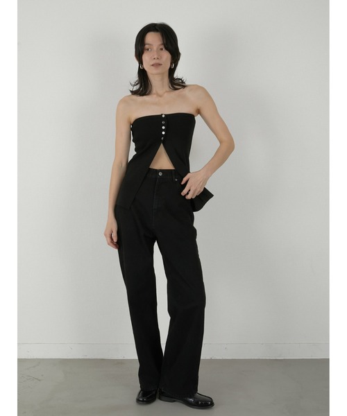 LA PEAU DE GEM(ラポドゥジェム)の「【LA PEAU DE GEM】high waist straight denim pants/ハイウエストストレートデニムパンツ(デニムパンツ・レディース・ブラウン/ブラック・S/M/L)」の14枚目の写真