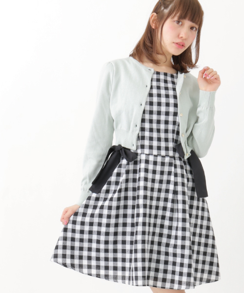 earth music&ecology(アースミュージックアンドエコロジー)の「【2016Summer】サイドリボン付ノースリーブチェックワンピース(ワンピース・レディース・ピンク/ブラウン/ブルー/ブラック・SMALL/MEDIUM)」の2枚目の写真