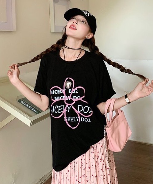FUNdaysion(ファンデイション)の「フラワーロゴビッグT(Tシャツ/カットソー・レディース・ホワイト/ブラック・M)」の8枚目の写真