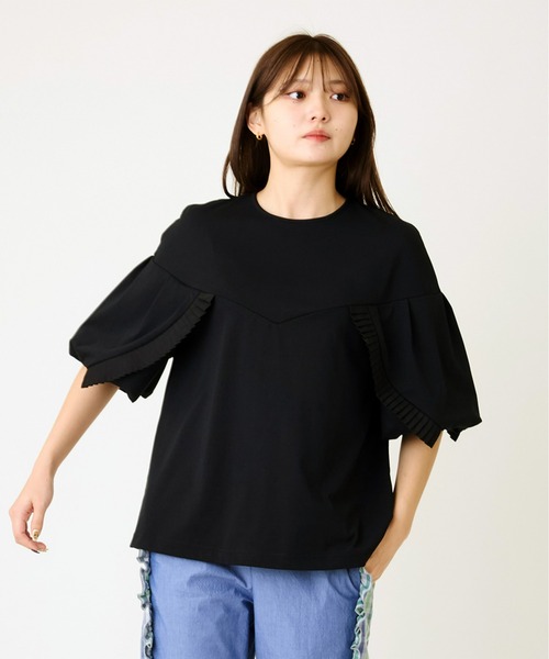 AVIE(アビィ)の「プリーツデザインTee(Tシャツ/カットソー・レディース・ブラック/ホワイト・38)」の6枚目の写真