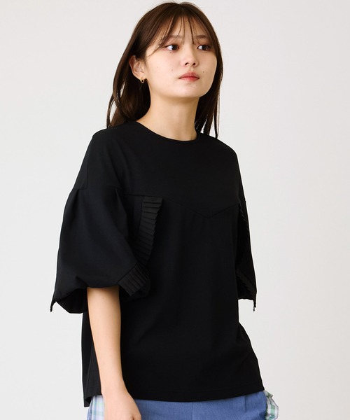 AVIE(アビィ)の「プリーツデザインTee(Tシャツ/カットソー・レディース・ブラック/ホワイト・38)」の5枚目の写真