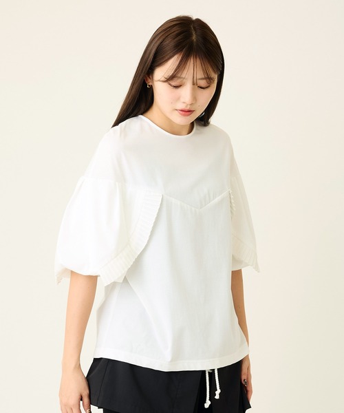 AVIE(アビィ)の「プリーツデザインTee(Tシャツ/カットソー・レディース・ブラック/ホワイト・38)」の9枚目の写真