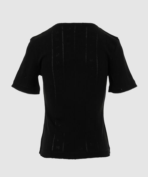 GANNI(ガニー)の「Compact pointelle rib Tee B(Tシャツ/カットソー・レディース・ブラック・M/S)」の2枚目の写真