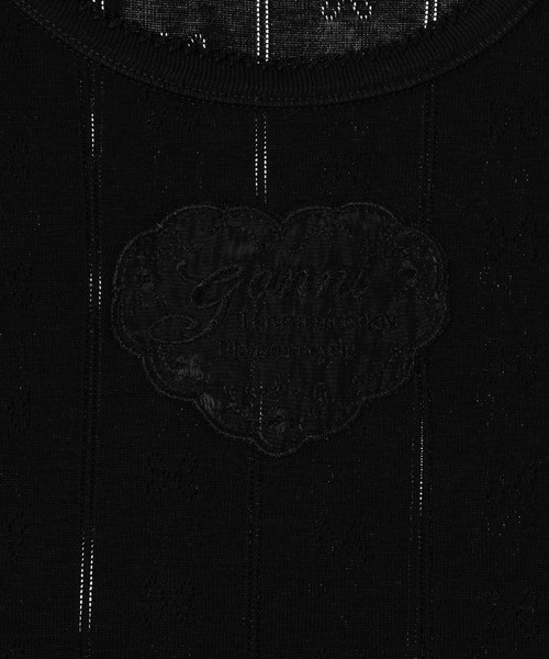 GANNI(ガニー)の「Compact pointelle rib Tee B(Tシャツ/カットソー・レディース・ブラック・M/S)」の3枚目の写真