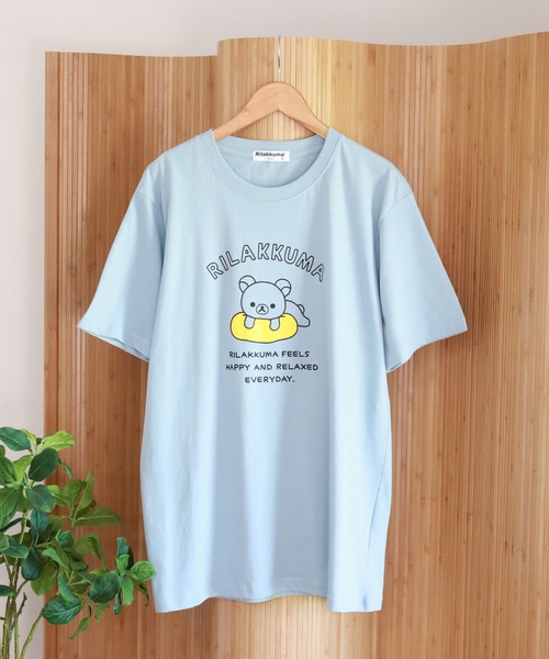 FUNALIVE(ファンアライブ)の「リラックマ プリント天竺半袖Tシャツ(Tシャツ/カットソー・メンズ・グレイッシュベージュ/ブラック/サックスブルー・L/M/LL)」の3枚目の写真