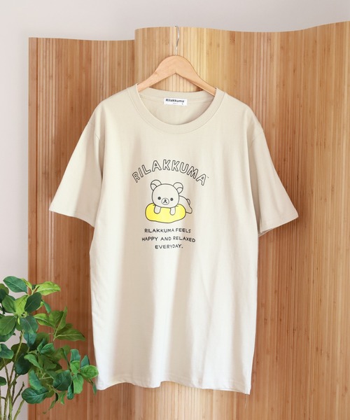 FUNALIVE(ファンアライブ)の「リラックマ プリント天竺半袖Tシャツ(Tシャツ/カットソー・メンズ・グレイッシュベージュ/ブラック/サックスブルー・L/M/LL)」の2枚目の写真