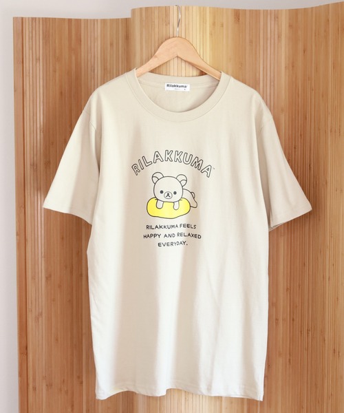 FUNALIVE(ファンアライブ)の「リラックマ プリント天竺半袖Tシャツ(Tシャツ/カットソー・メンズ・グレイッシュベージュ/ブラック/サックスブルー・L/M/LL)」の6枚目の写真