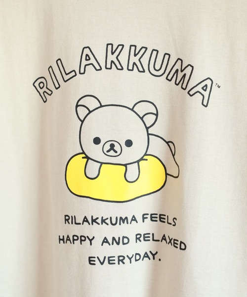 FUNALIVE(ファンアライブ)の「リラックマ プリント天竺半袖Tシャツ(Tシャツ/カットソー・メンズ・グレイッシュベージュ/ブラック/サックスブルー・L/M/LL)」の8枚目の写真