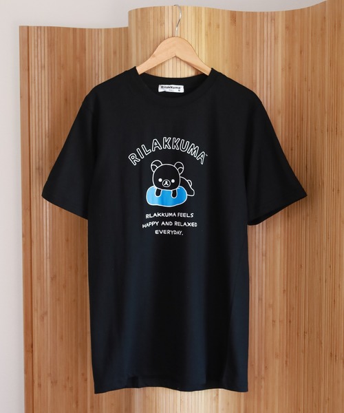 FUNALIVE(ファンアライブ)の「リラックマ プリント天竺半袖Tシャツ(Tシャツ/カットソー・メンズ・グレイッシュベージュ/ブラック/サックスブルー・L/M/LL)」の4枚目の写真