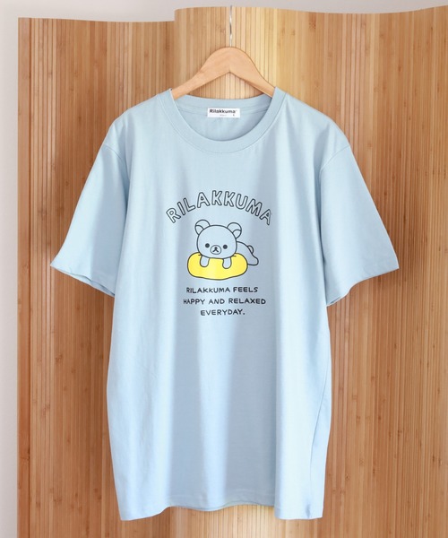 FUNALIVE(ファンアライブ)の「リラックマ プリント天竺半袖Tシャツ(Tシャツ/カットソー・メンズ・グレイッシュベージュ/ブラック/サックスブルー・L/M/LL)」の5枚目の写真