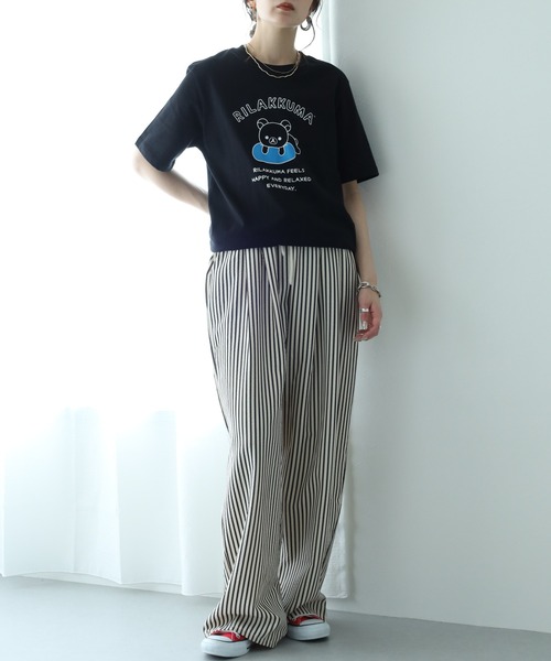 FUNALIVE(ファンアライブ)の「リラックマ プリント天竺半袖Tシャツ(Tシャツ/カットソー・メンズ・グレイッシュベージュ/ブラック/サックスブルー・L/M/LL)」の14枚目の写真