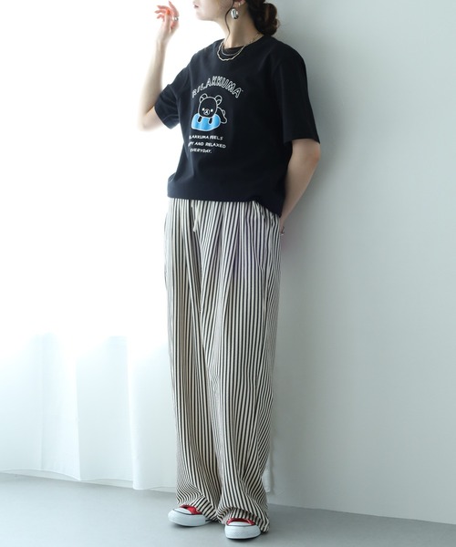 FUNALIVE(ファンアライブ)の「リラックマ プリント天竺半袖Tシャツ(Tシャツ/カットソー・メンズ・グレイッシュベージュ/ブラック/サックスブルー・L/M/LL)」の15枚目の写真