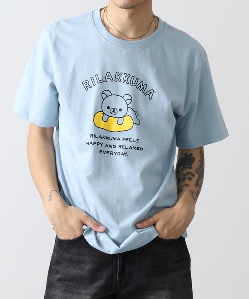 FUNALIVE(ファンアライブ)の「リラックマ プリント天竺半袖Tシャツ(Tシャツ/カットソー・メンズ・グレイッシュベージュ/ブラック/サックスブルー・L/M/LL)」の16枚目の写真