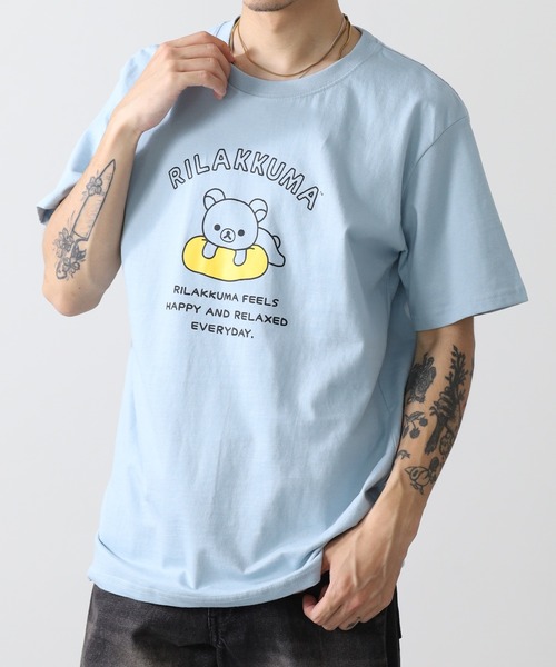FUNALIVE(ファンアライブ)の「リラックマ プリント天竺半袖Tシャツ(Tシャツ/カットソー・メンズ・グレイッシュベージュ/ブラック/サックスブルー・L/M/LL)」の17枚目の写真