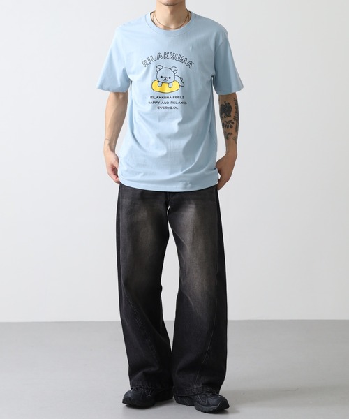 FUNALIVE(ファンアライブ)の「リラックマ プリント天竺半袖Tシャツ(Tシャツ/カットソー・メンズ・グレイッシュベージュ/ブラック/サックスブルー・L/M/LL)」の18枚目の写真