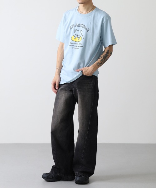 FUNALIVE(ファンアライブ)の「リラックマ プリント天竺半袖Tシャツ(Tシャツ/カットソー・メンズ・グレイッシュベージュ/ブラック/サックスブルー・L/M/LL)」の19枚目の写真