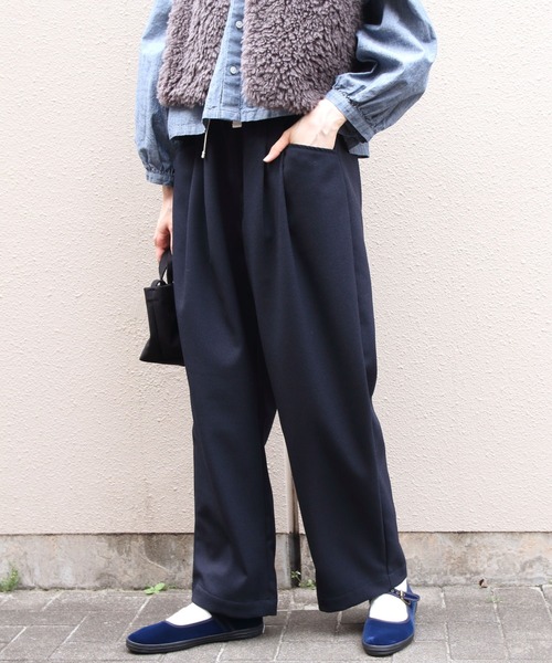 DANTON(ダントン)の「DANTON/ダントン フランネルタックイージーパンツ FLANNEL TUCK EASY PANTS DT-E0274 FLP(その他パンツ・レディース・ダークグリーン/ダークネイビー・38)」の8枚目の写真