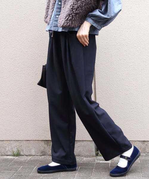DANTON(ダントン)の「DANTON/ダントン フランネルタックイージーパンツ FLANNEL TUCK EASY PANTS DT-E0274 FLP(その他パンツ・レディース・ダークグリーン/ダークネイビー・38)」の7枚目の写真