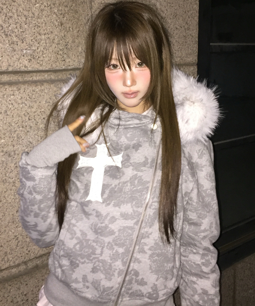 GT FUR UNBALANCE HOOD ZIP UP (Gray)