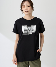 【ALCOLLAGEプリント】フォトプリントチュニックTシャツ【すごツヤ・UVカット・接触冷感】