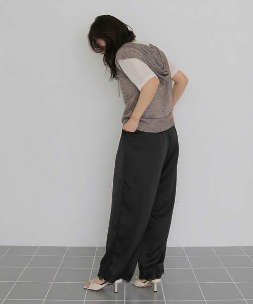 cheriella(シェリエラ)の「【cheriella】サテンレースストレートパンツ SATIN LACE STRAIGHT PANTS(スラックス・レディース・ブラウン/アイボリー/ブラック・FREE)」の20枚目の写真