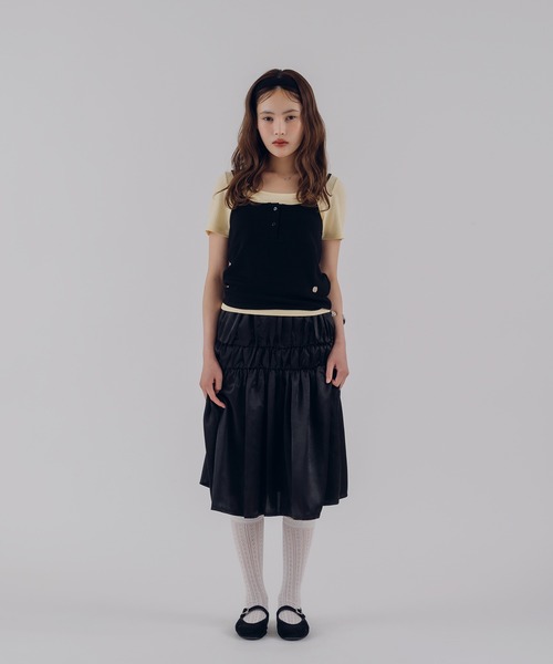 MUHET(ミュエータ)の「satin gather skirt / サテンギャザースカート(スカート・レディース・ブラック/アイボリー・MEDIUM/LARGE)」の15枚目の写真